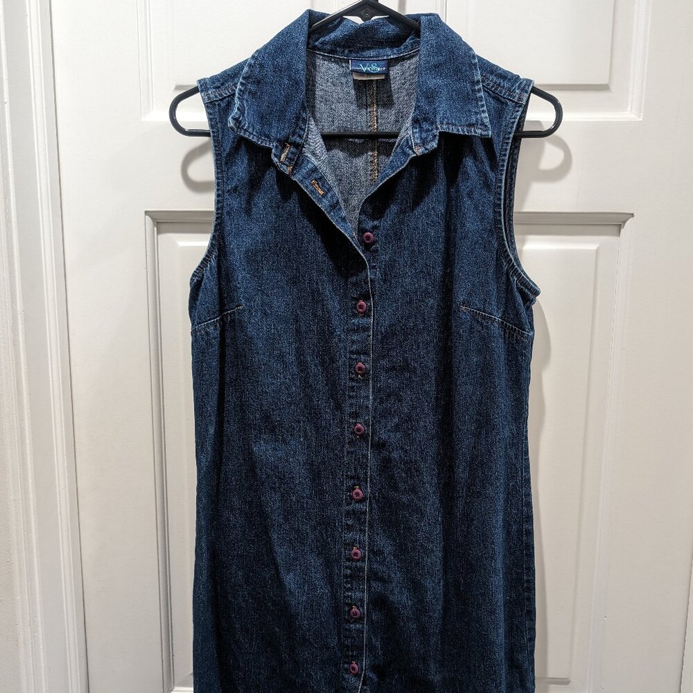 Vintage Studio Denim Sleeveless Dress Size 10 90s Fashion Y2K
